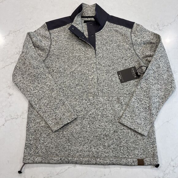 Dakota Grizzly NEW L Dobbs Fleece 1/4 Snap Pullover Jacket Sweater Cream Gray - Picture 1 of 11